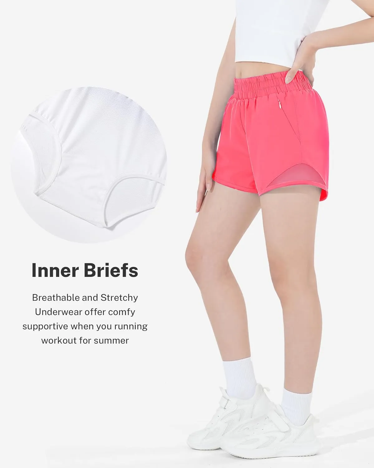 HASMES Girls Athletic Shorts with Zip Pockets Lightweight Running Soccer Shorts for Kids 5-14Y