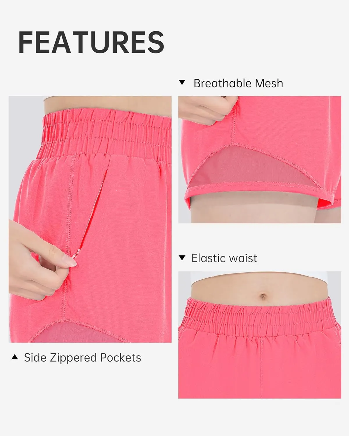 HASMES Girls Athletic Shorts with Zip Pockets Lightweight Running Soccer Shorts for Kids 5-14Y