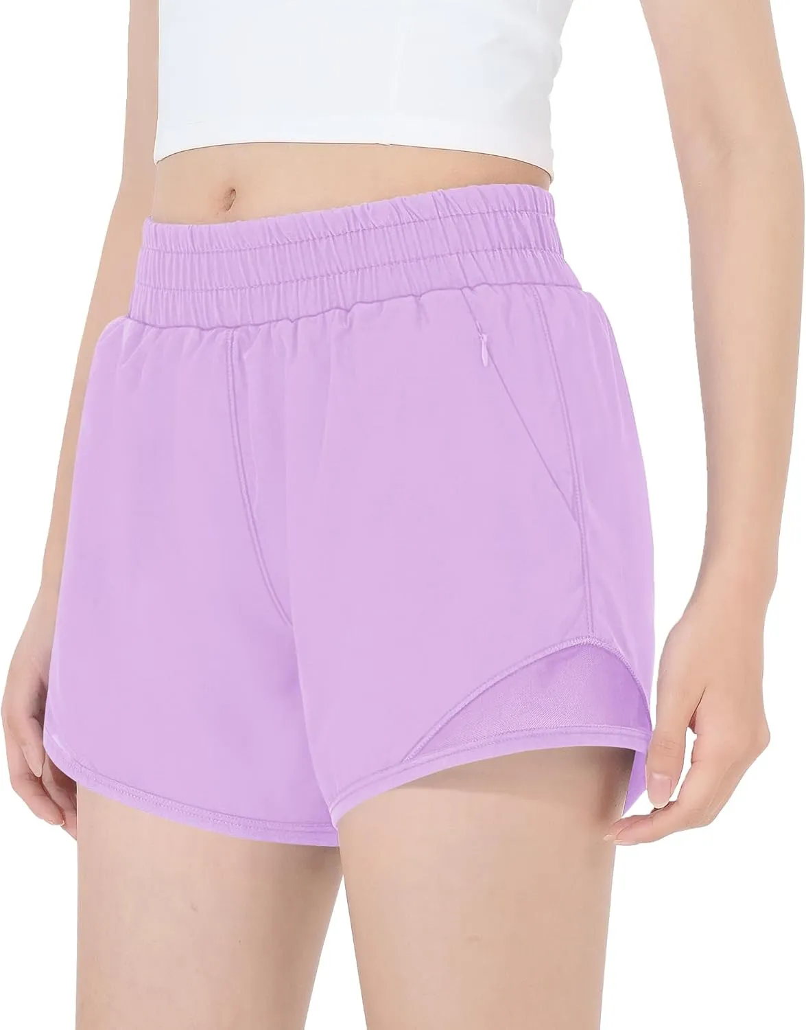 HASMES Girls Athletic Shorts with Zip Pockets Lightweight Running Soccer Shorts for Kids 5-14Y