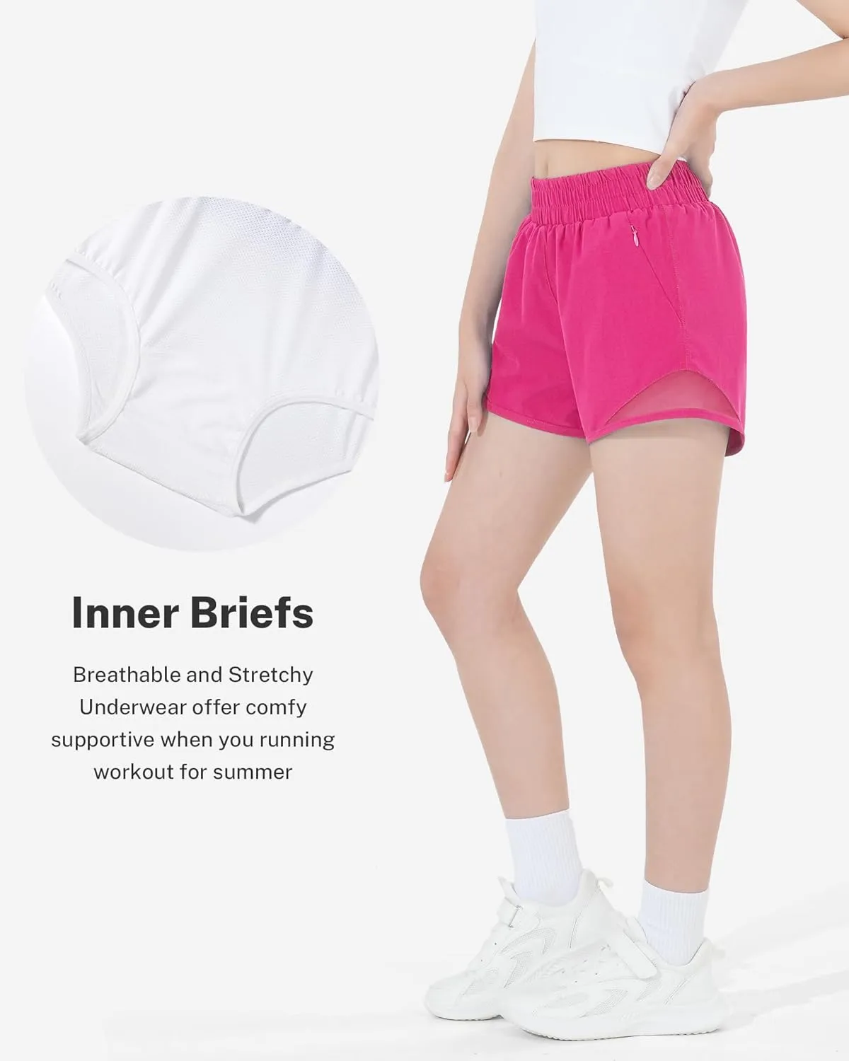 HASMES Girls Athletic Shorts with Zip Pockets Lightweight Running Soccer Shorts for Kids 5-14Y