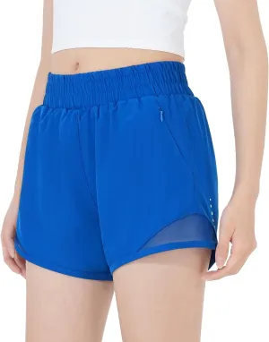 HASMES Girls Athletic Shorts with Zip Pockets Lightweight Running Soccer Shorts for Kids 5-14Y