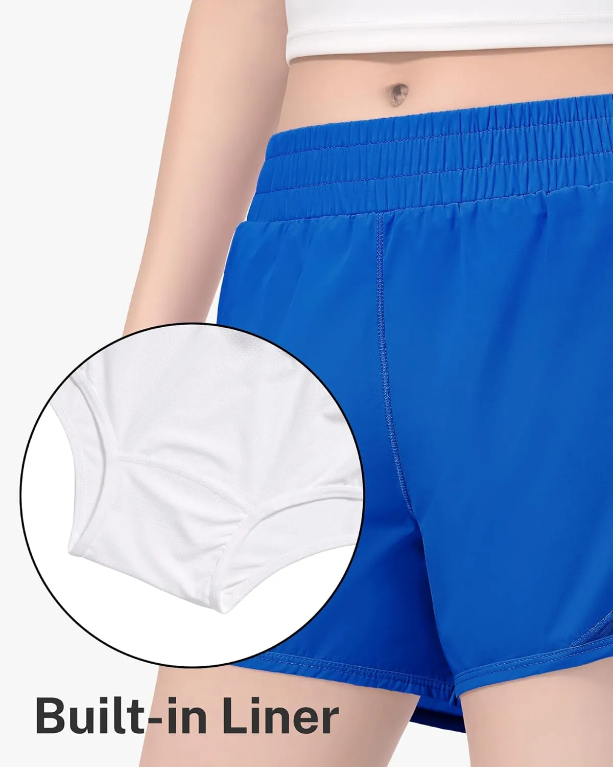 HASMES Girls Athletic Shorts with Zip Pockets Lightweight Running Soccer Shorts for Kids 5-14Y