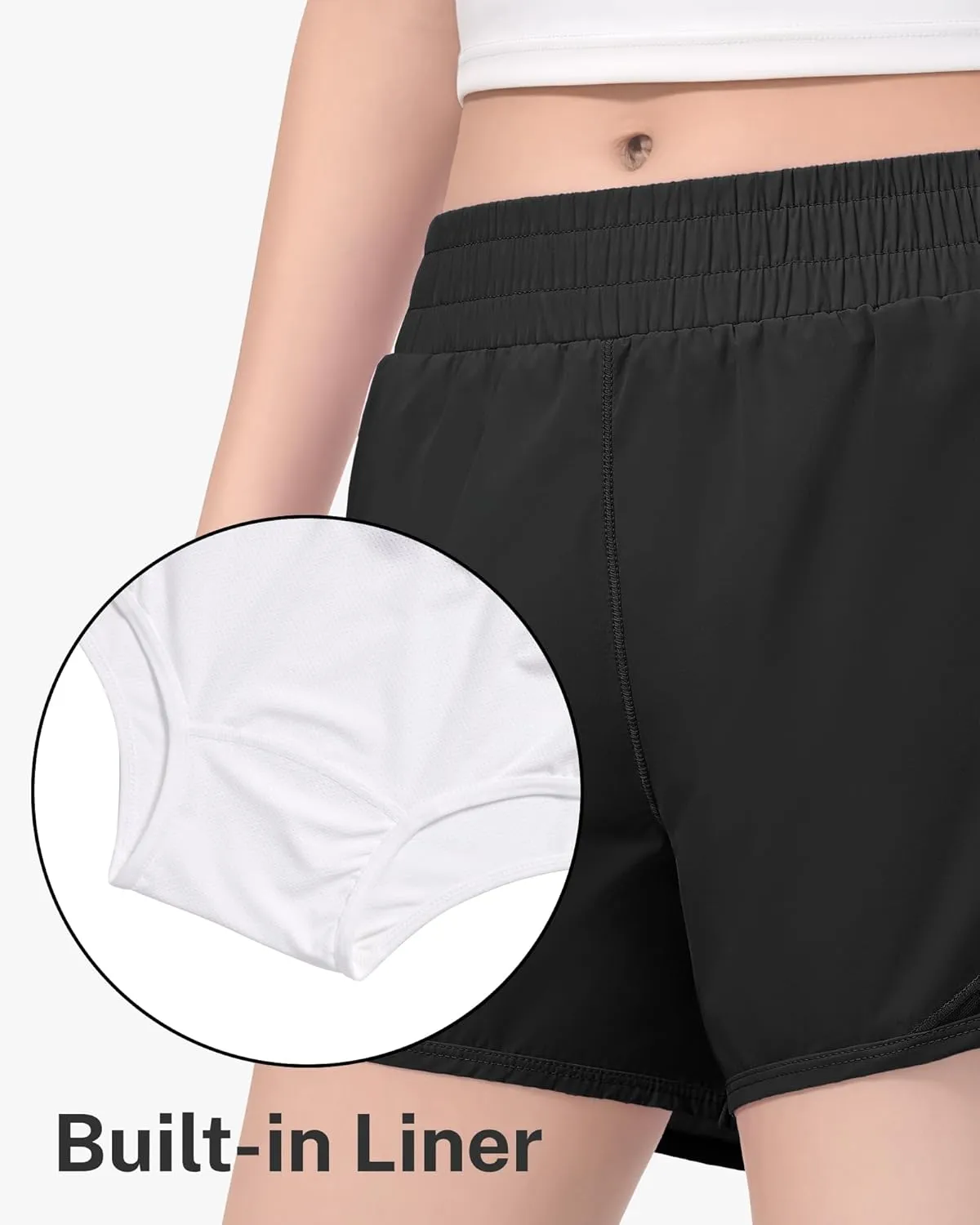 HASMES Girls Athletic Shorts with Zip Pockets Lightweight Running Soccer Shorts for Kids 5-14Y