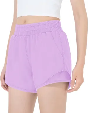 HASMES Girls Athletic Shorts with Zip Pockets Lightweight Running Soccer Shorts for Kids 5-14Y