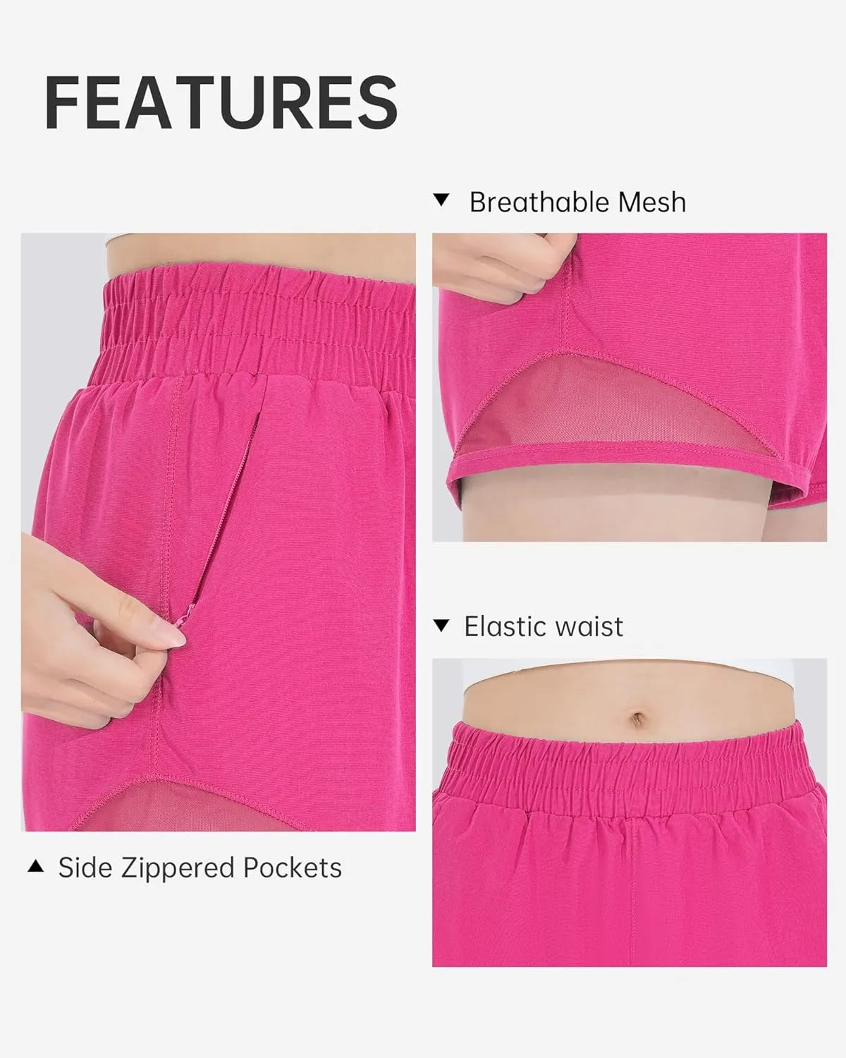 HASMES Girls Athletic Shorts with Zip Pockets Lightweight Running Soccer Shorts for Kids 5-14Y