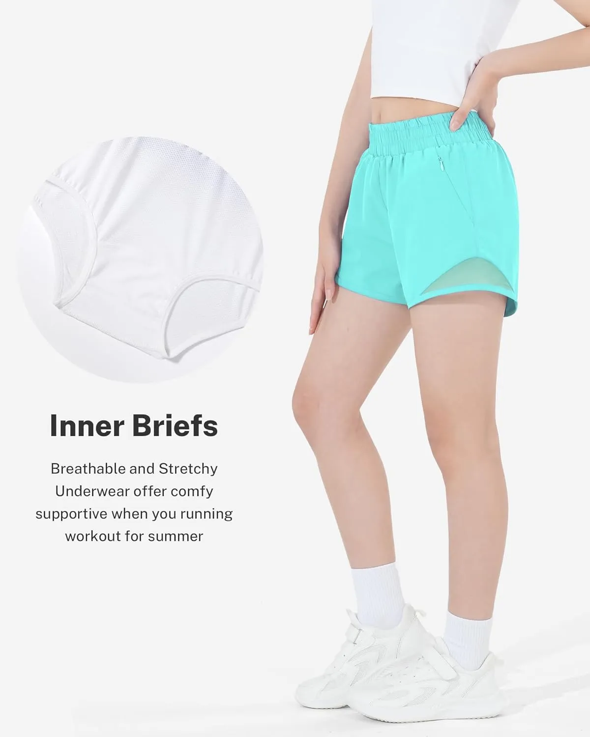 HASMES Girls Athletic Shorts with Zip Pockets Lightweight Running Soccer Shorts for Kids 5-14Y