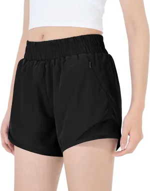 HASMES Girls Athletic Shorts with Zip Pockets Lightweight Running Soccer Shorts for Kids 5-14Y