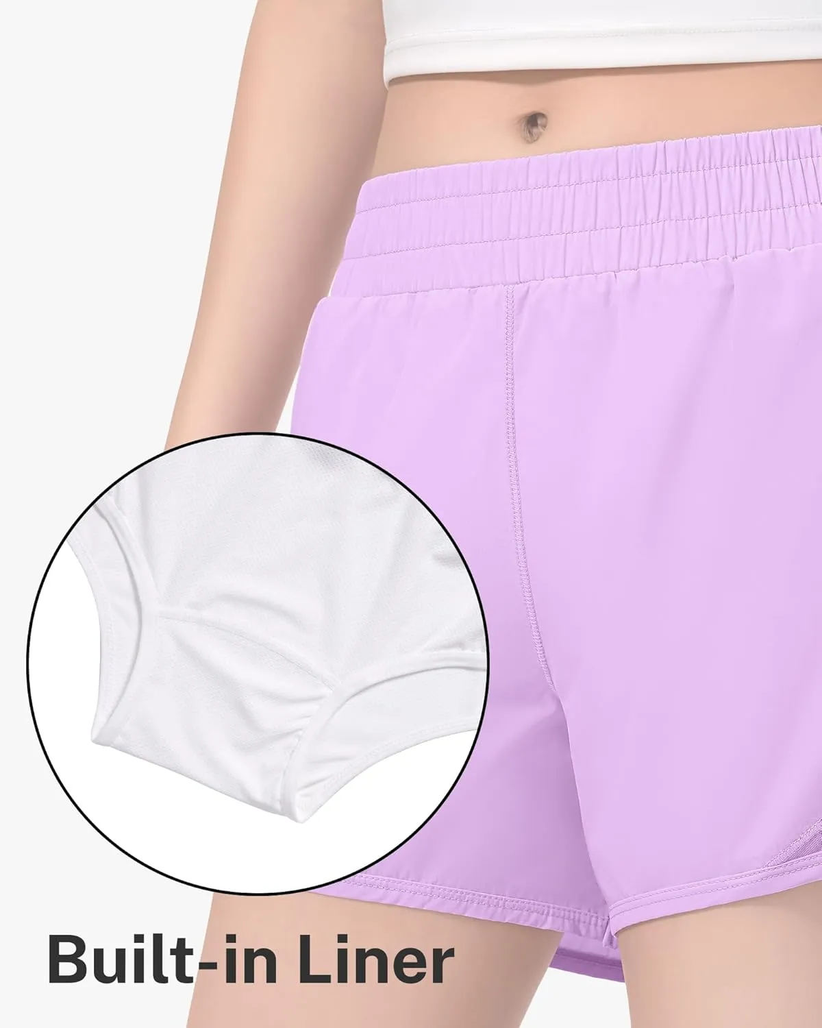 HASMES Girls Athletic Shorts with Zip Pockets Lightweight Running Soccer Shorts for Kids 5-14Y