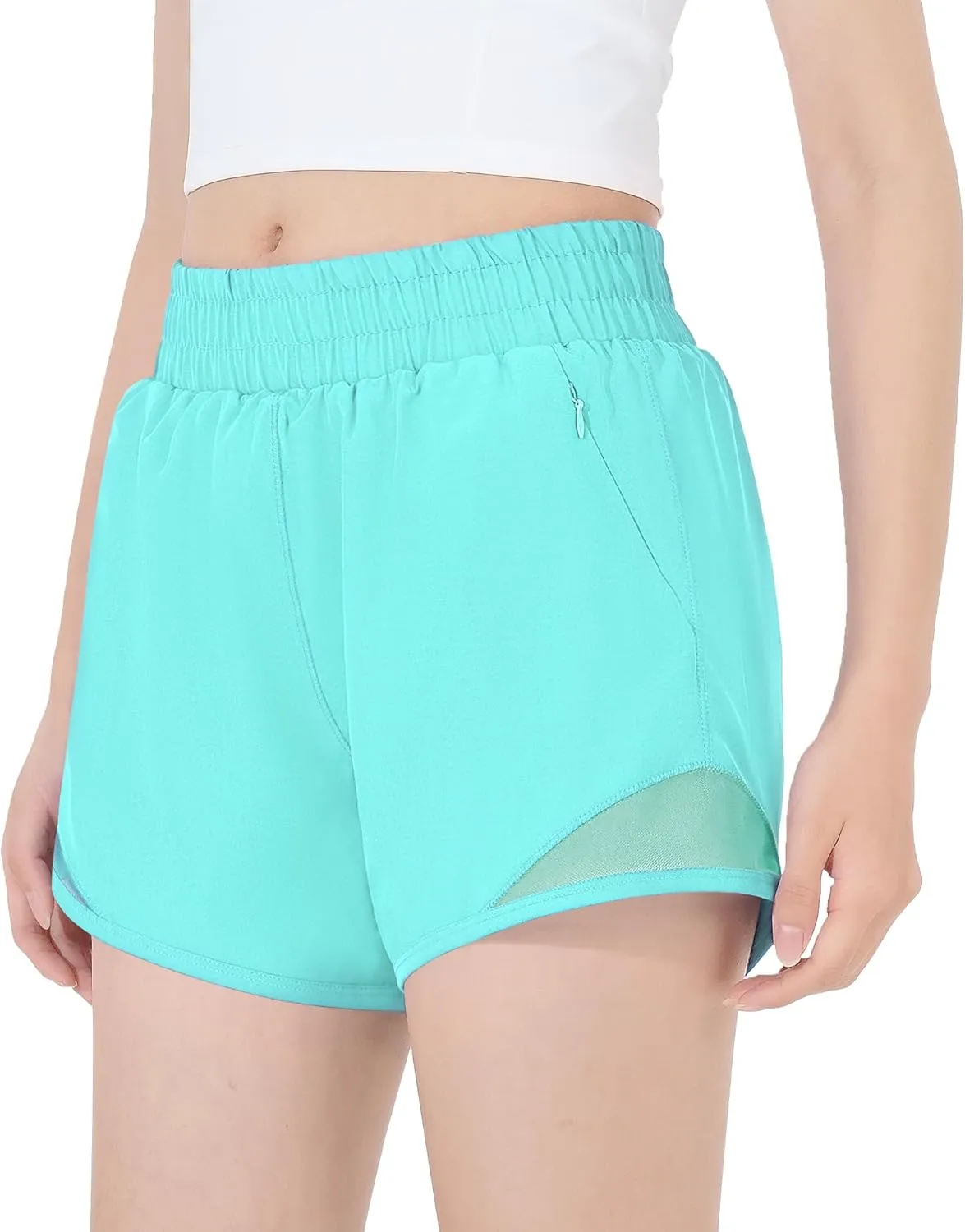 HASMES Girls Athletic Shorts with Zip Pockets Lightweight Running Soccer Shorts for Kids 5-14Y