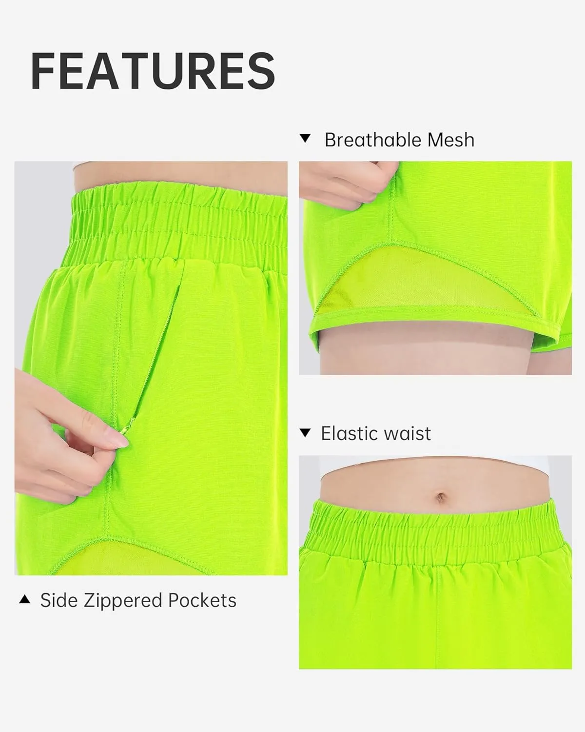 HASMES Girls Athletic Shorts with Zip Pockets Lightweight Running Soccer Shorts for Kids 5-14Y