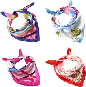 Head Scarf for Women's Hair Silk Square Scarf for Hair Women Men Natural Silk Digital Printed Headscarf