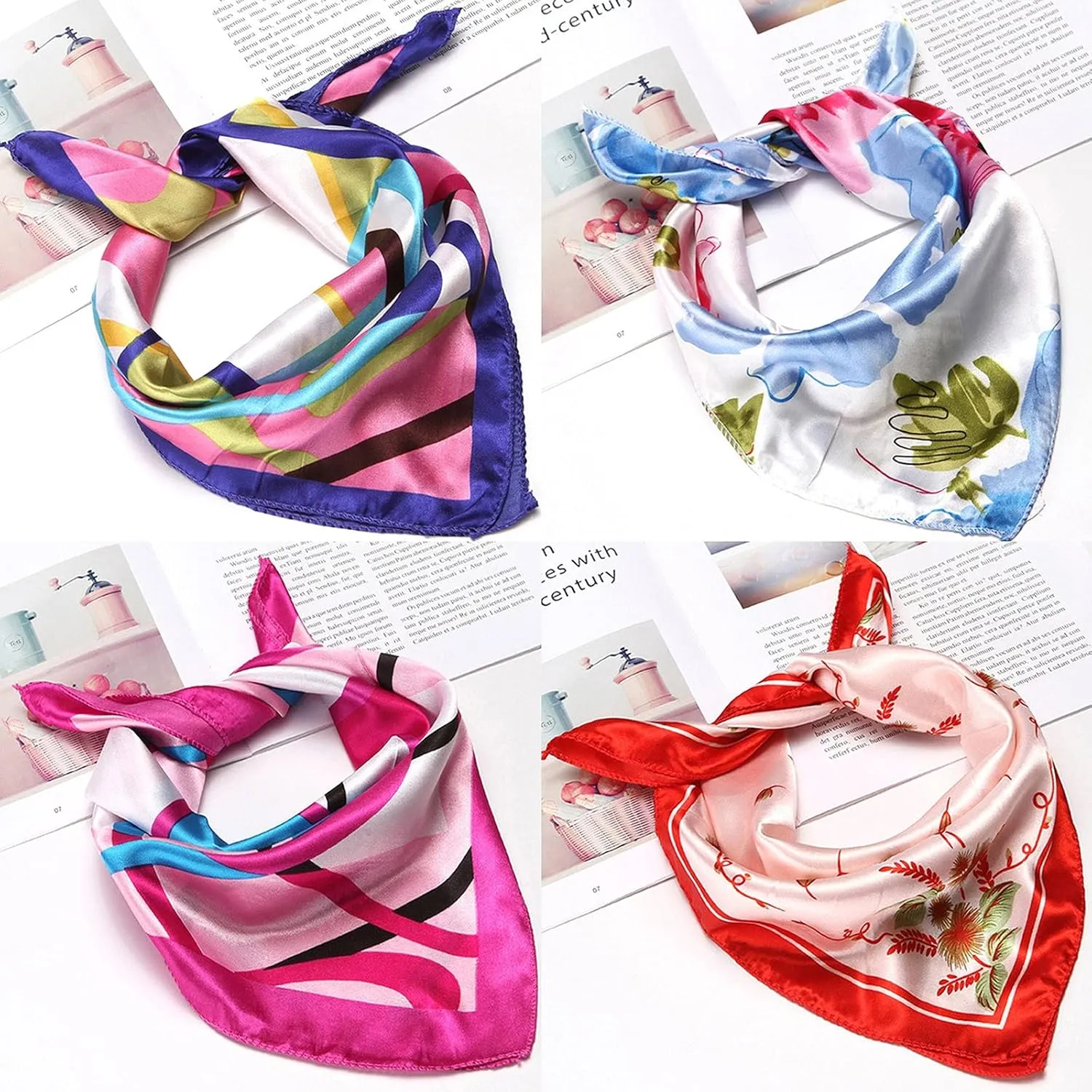 Head Scarf for Women's Hair Silk Square Scarf for Hair Women Men Natural Silk Digital Printed Headscarf