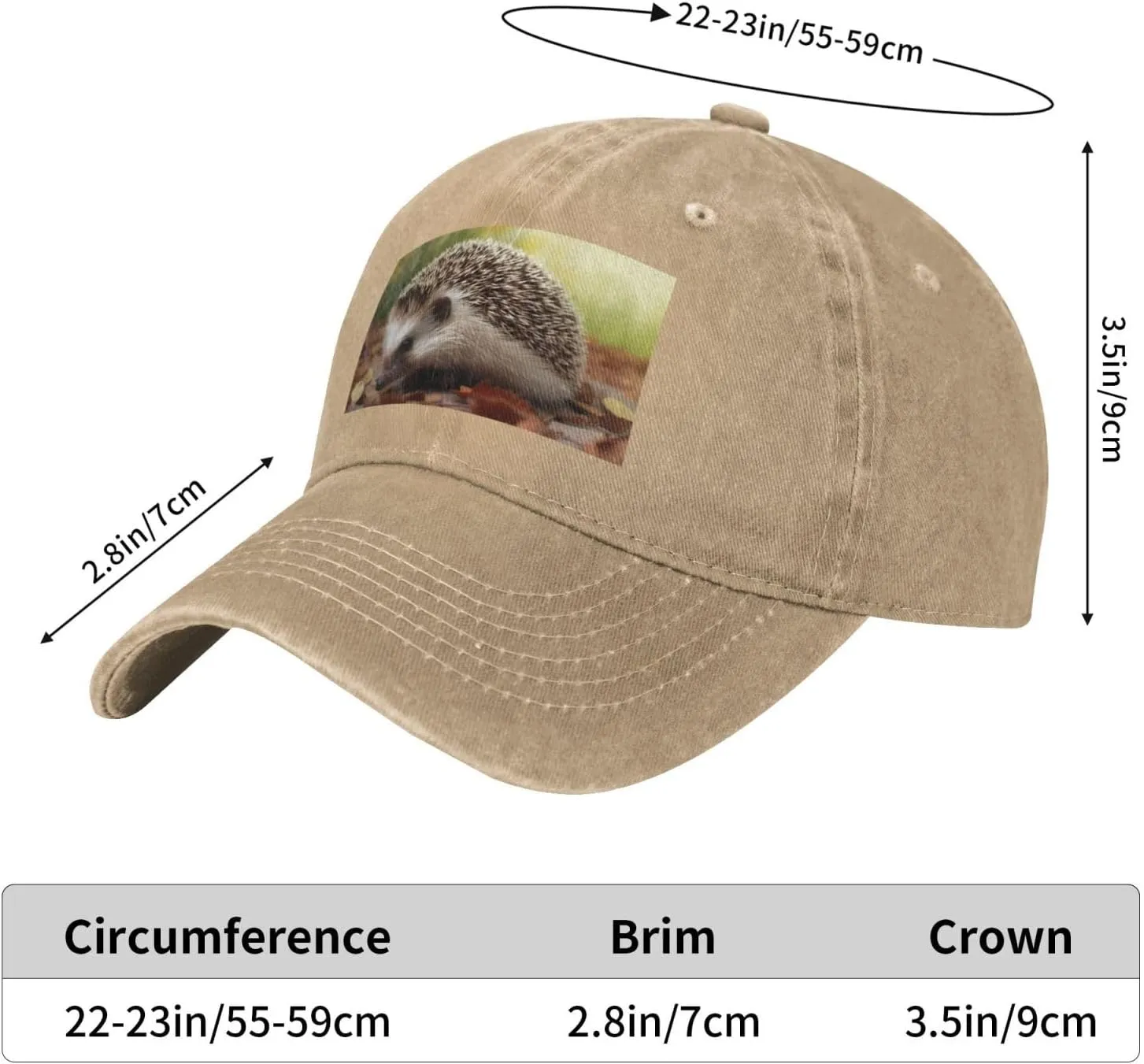 Hedgehog Unisex Baseball Cap Breathable Cotton Trucker Hat Classic Denim Dad Hat Summer Sun Hat