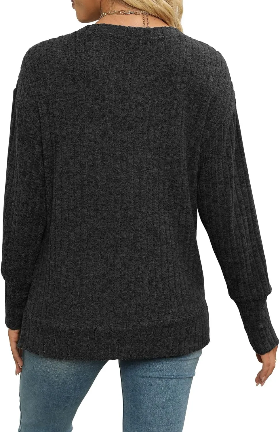 Heymiss Womens Sweaters Dressy Casual Crewneck Long Sleeve Shirts Loose Fall Fashion Sweatshirts