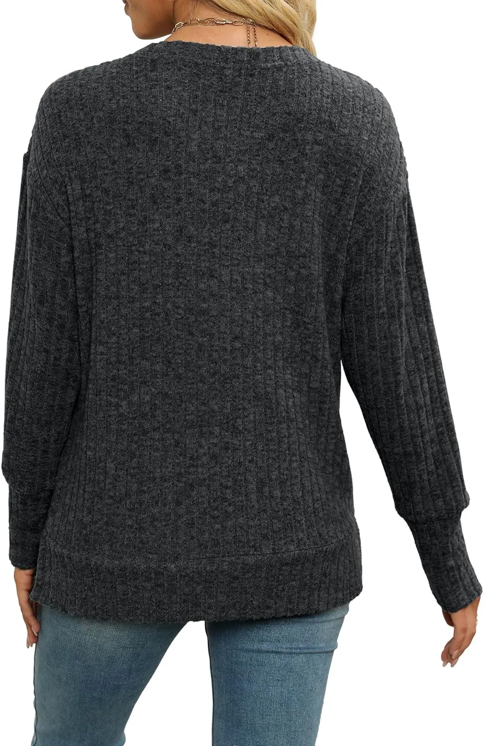 Heymiss Womens Sweaters Dressy Casual Crewneck Long Sleeve Shirts Loose Fall Fashion Sweatshirts