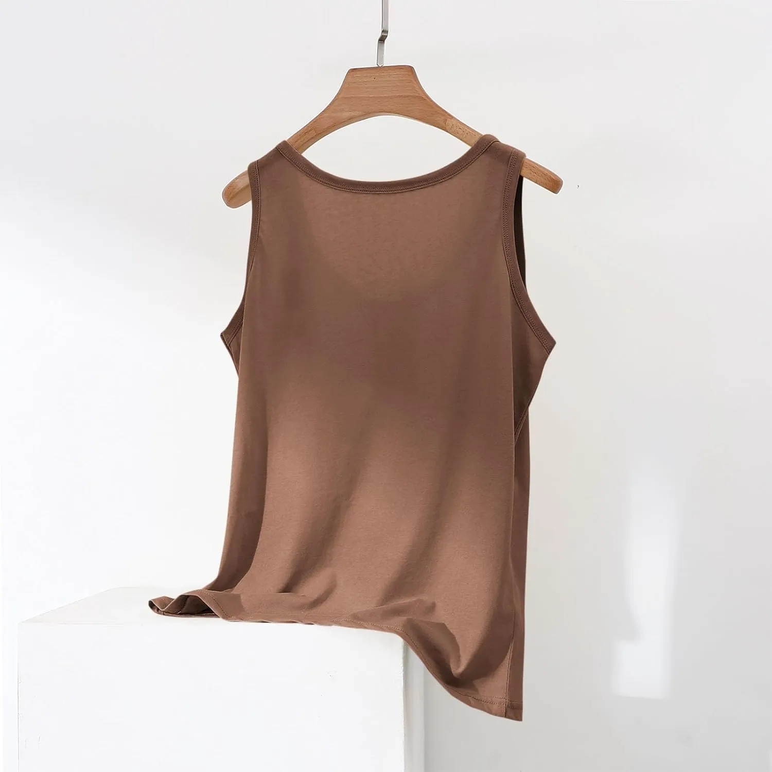HGps8w Women's Cotton Linen Tank Tops Summer Casual Basic Crew Neck Camisoles Loose Sleeveless Undershirts