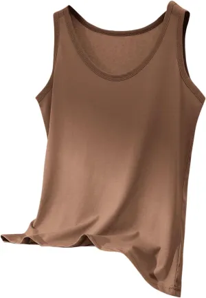 HGps8w Women's Cotton Linen Tank Tops Summer Casual Basic Crew Neck Camisoles Loose Sleeveless Undershirts
