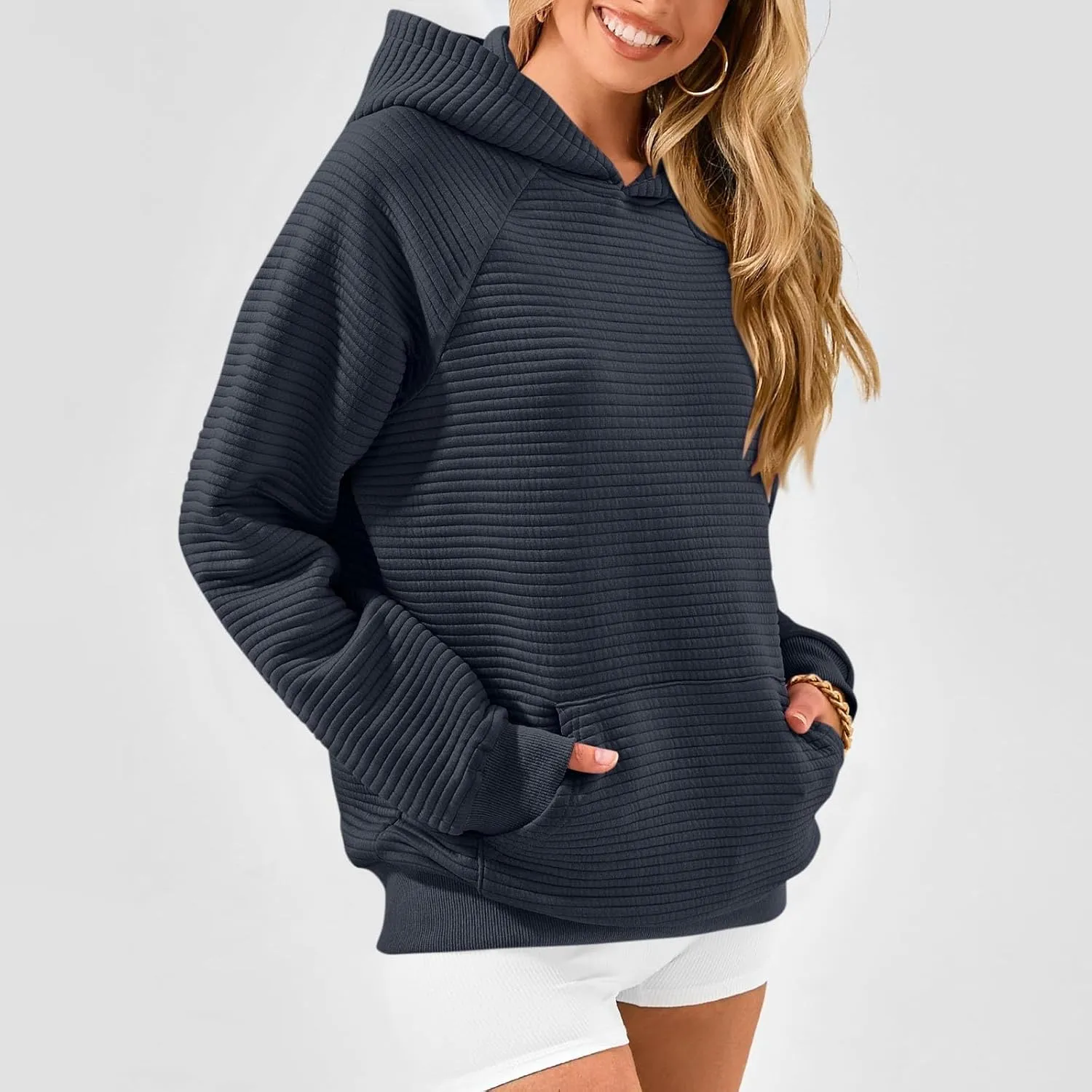Hoodies For Teen Girls Long Sleeve Western Sweatshirts Knit Fall Sweaters Casual Solid Tunic Pullover With Pocket