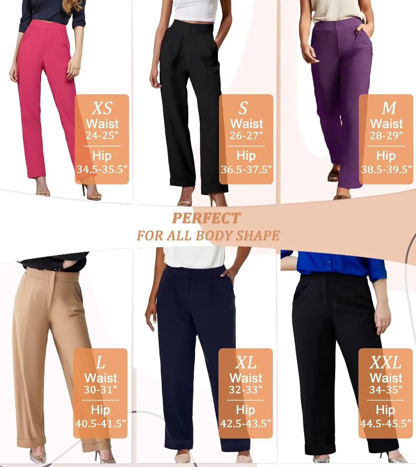 Hybrid & Company Women's High Waisted Straight Leg Suit Pants Business Work Casual Slacks Trousers
