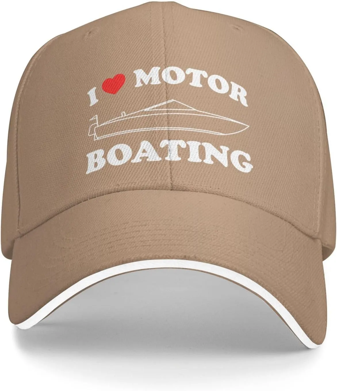 I Love Motor Boating Hat Mens Wide Brim Baseball Cap Adjustable Low Profile Sports Dad Hats
