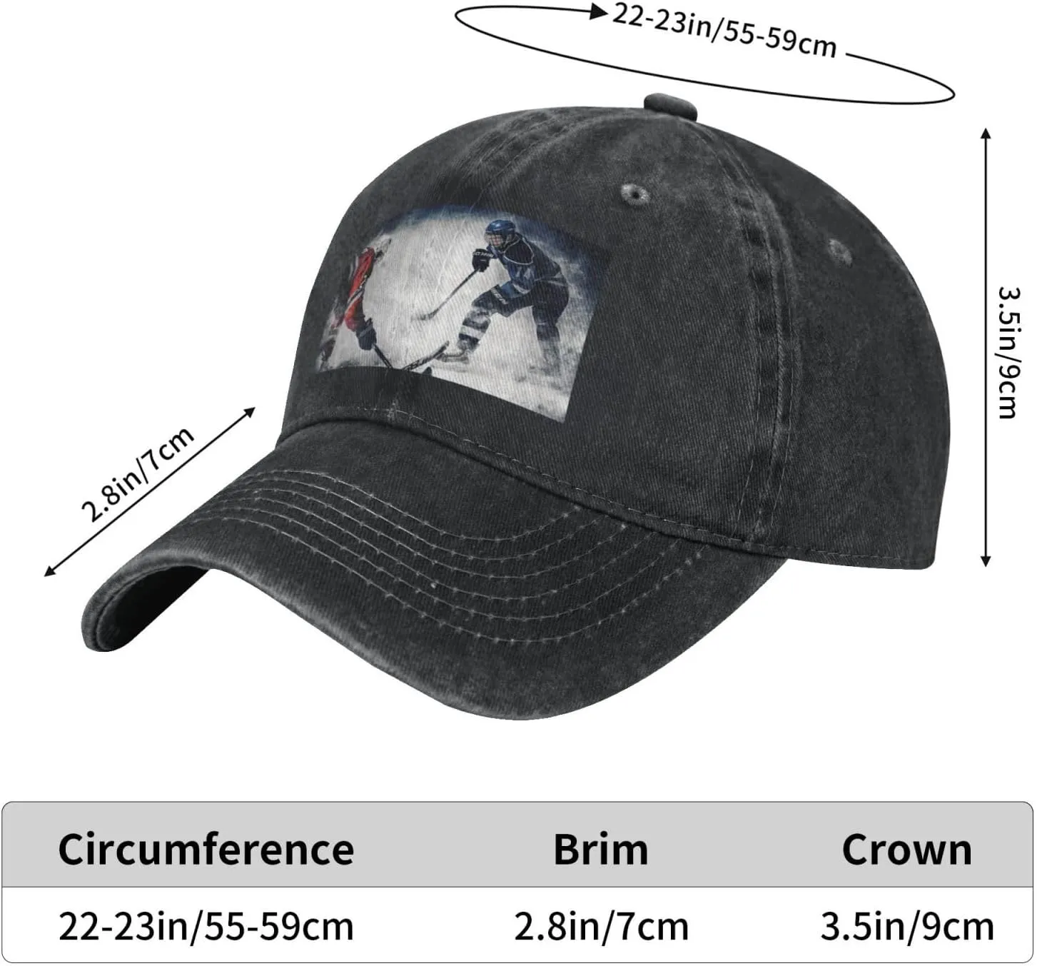 Ice Hockey Art Unisex Baseball Cap Breathable Cotton Trucker Hat Classic Denim Dad Hat Summer Sun Hat