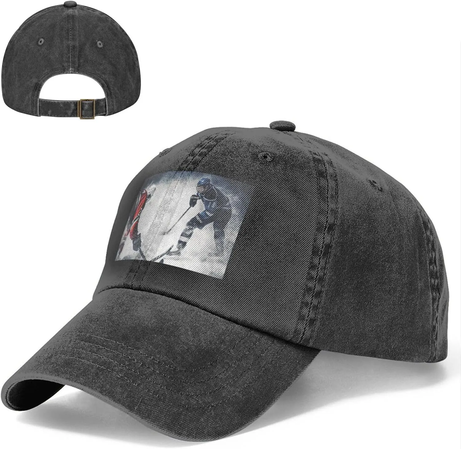 Ice Hockey Art Unisex Baseball Cap Breathable Cotton Trucker Hat Classic Denim Dad Hat Summer Sun Hat