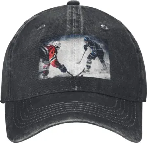 Ice Hockey Art Unisex Baseball Cap Breathable Cotton Trucker Hat Classic Denim Dad Hat Summer Sun Hat