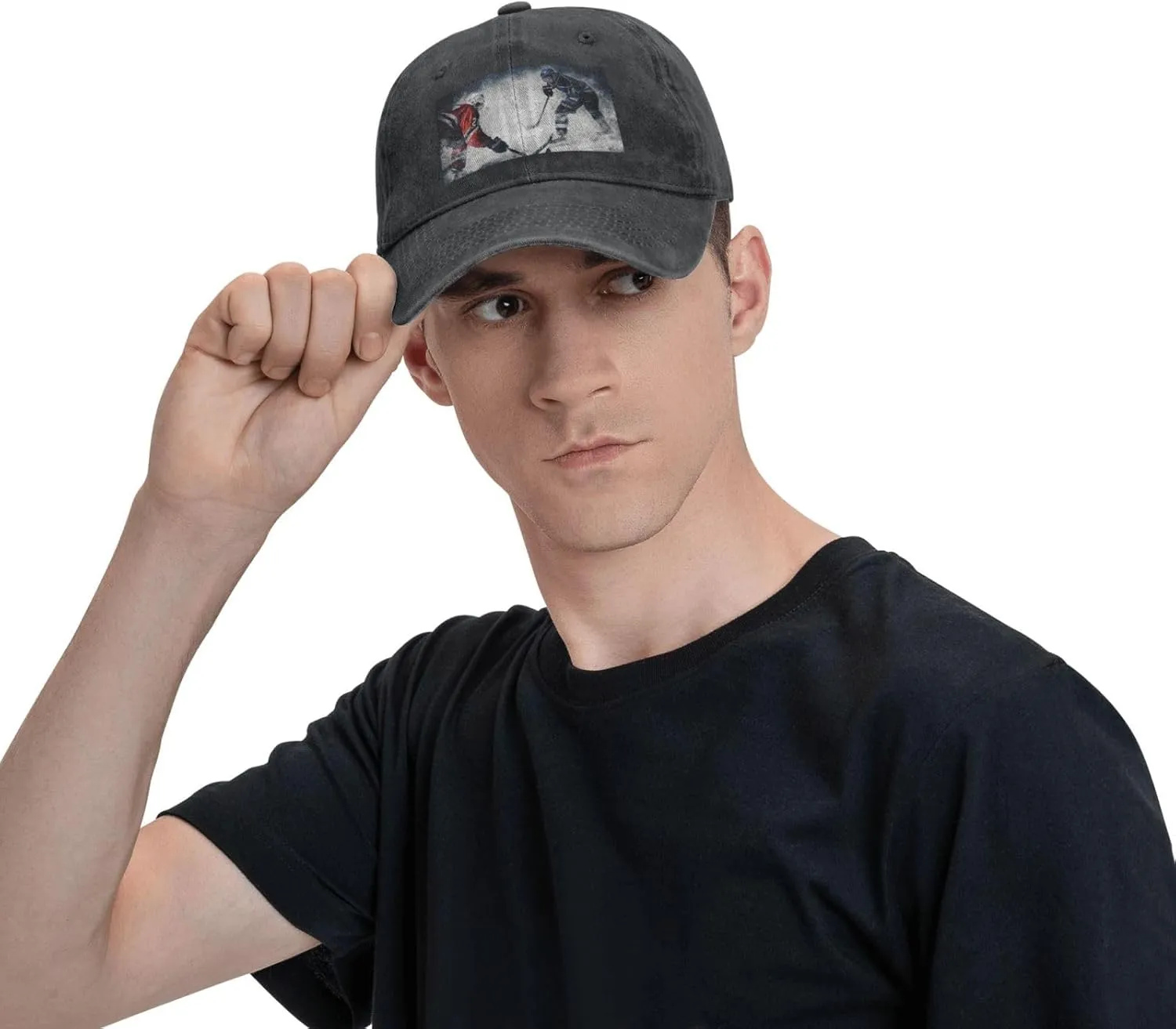 Ice Hockey Art Unisex Baseball Cap Breathable Cotton Trucker Hat Classic Denim Dad Hat Summer Sun Hat