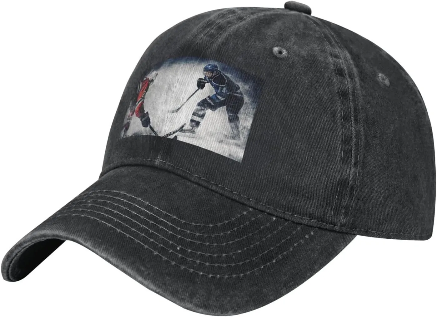 Ice Hockey Art Unisex Baseball Cap Breathable Cotton Trucker Hat Classic Denim Dad Hat Summer Sun Hat