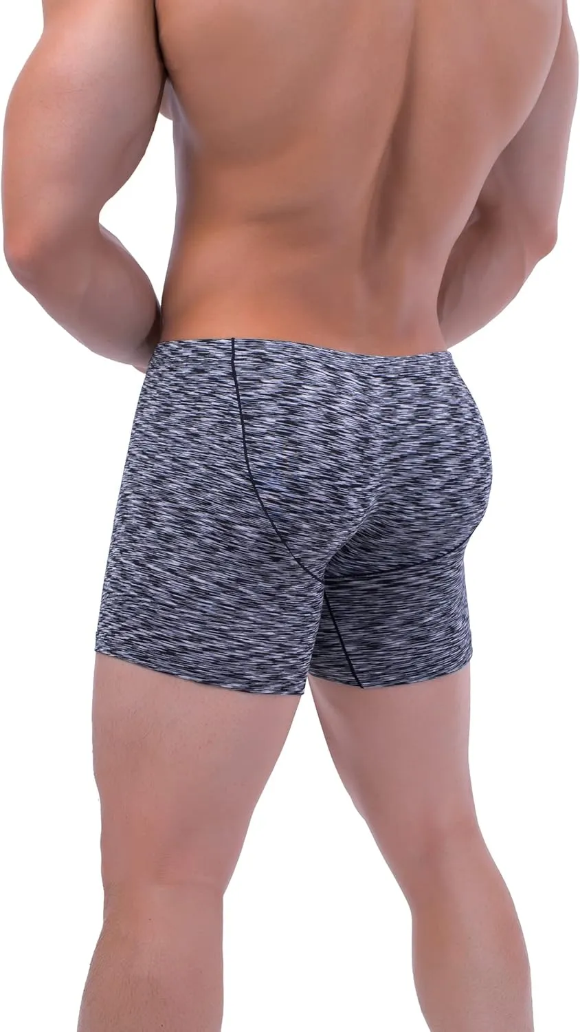 IKINGSKY Men's Quick-dry Long Leg Boxer Briefs Sexy Bulge Trunks No Ride Up Shorts Underwear Seamless Front Under Panties