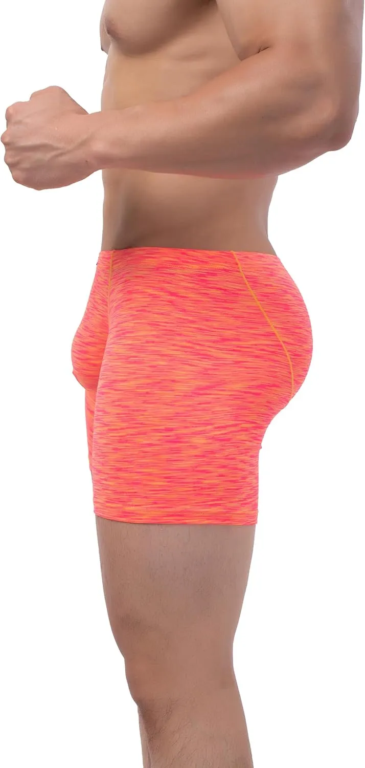 IKINGSKY Men's Quick-dry Long Leg Boxer Briefs Sexy Bulge Trunks No Ride Up Shorts Underwear Seamless Front Under Panties