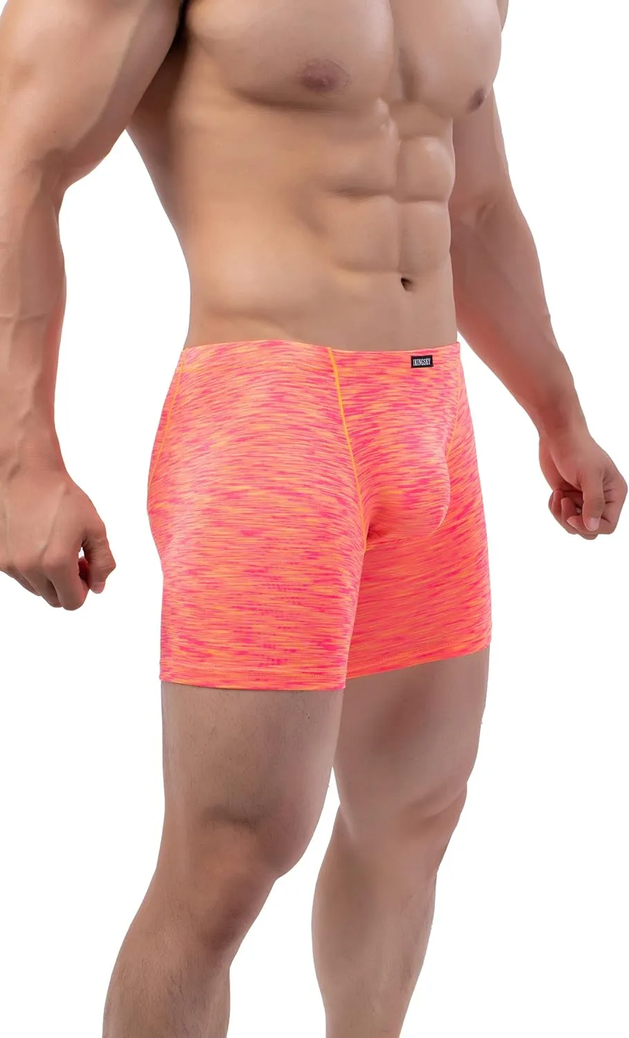IKINGSKY Men's Quick-dry Long Leg Boxer Briefs Sexy Bulge Trunks No Ride Up Shorts Underwear Seamless Front Under Panties