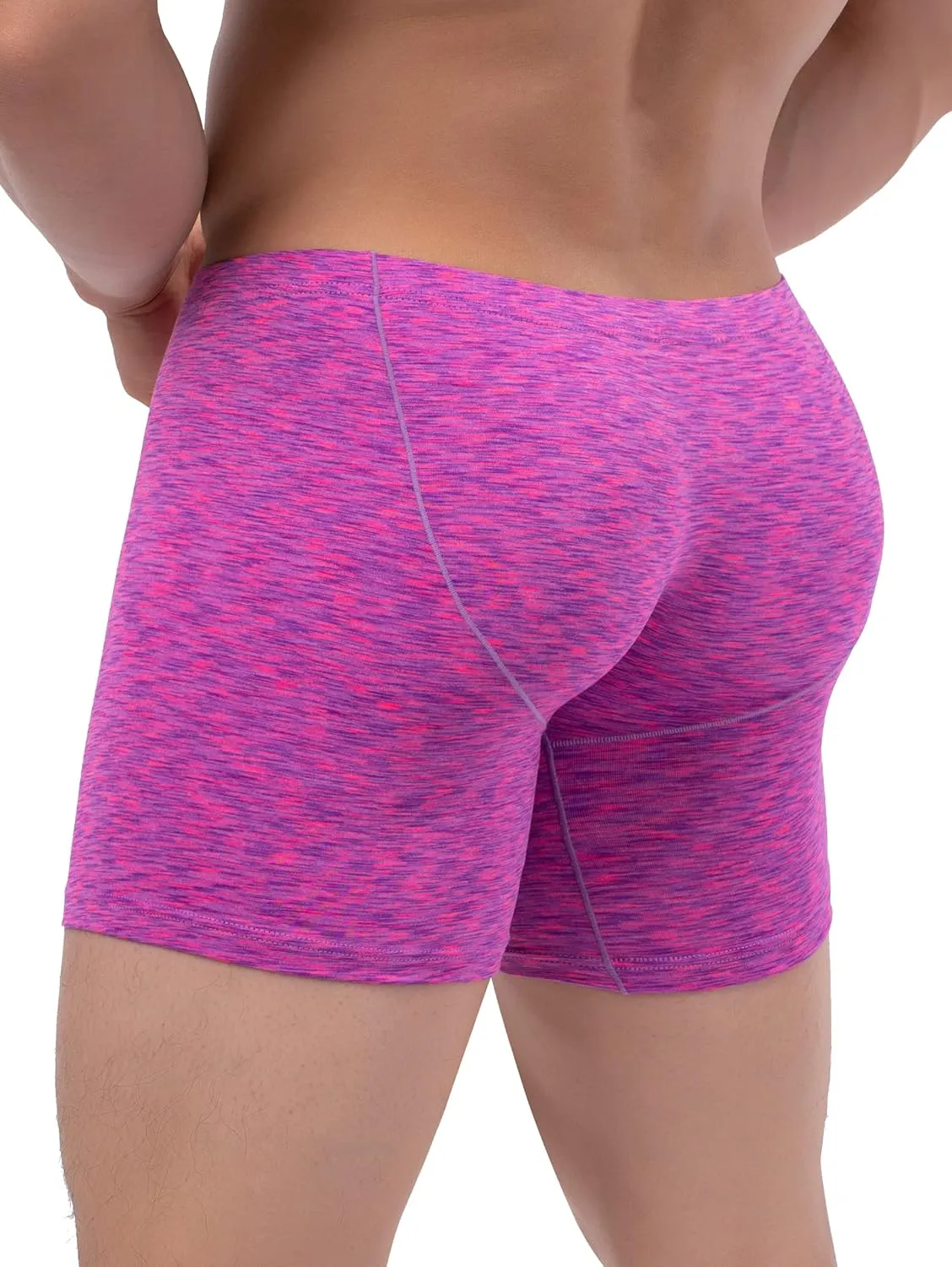 IKINGSKY Men's Quick-dry Long Leg Boxer Briefs Sexy Bulge Trunks No Ride Up Shorts Underwear Seamless Front Under Panties