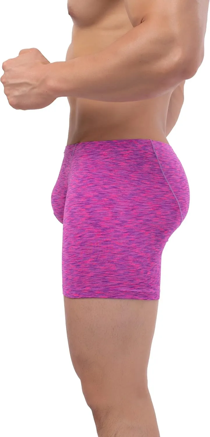 IKINGSKY Men's Quick-dry Long Leg Boxer Briefs Sexy Bulge Trunks No Ride Up Shorts Underwear Seamless Front Under Panties
