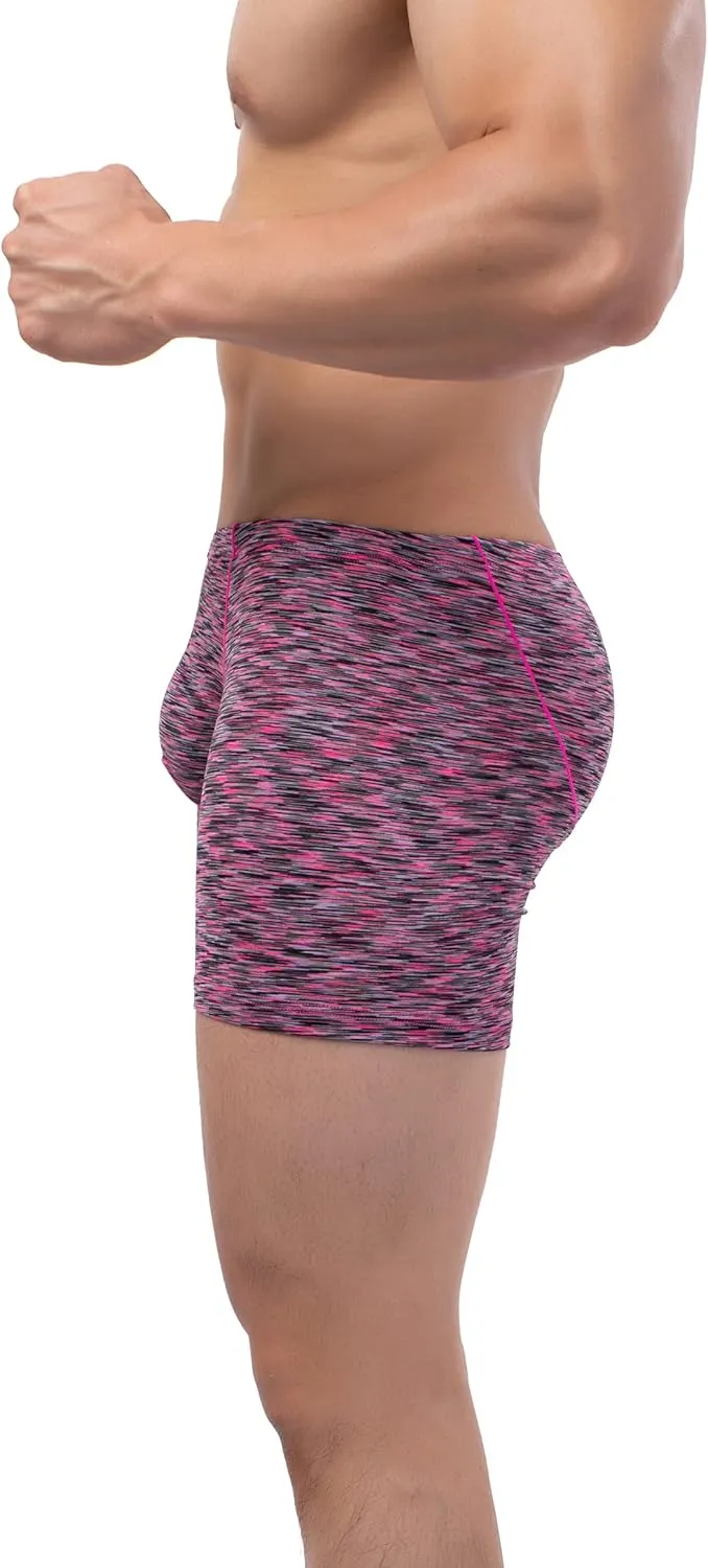 IKINGSKY Men's Quick-dry Long Leg Boxer Briefs Sexy Bulge Trunks No Ride Up Shorts Underwear Seamless Front Under Panties