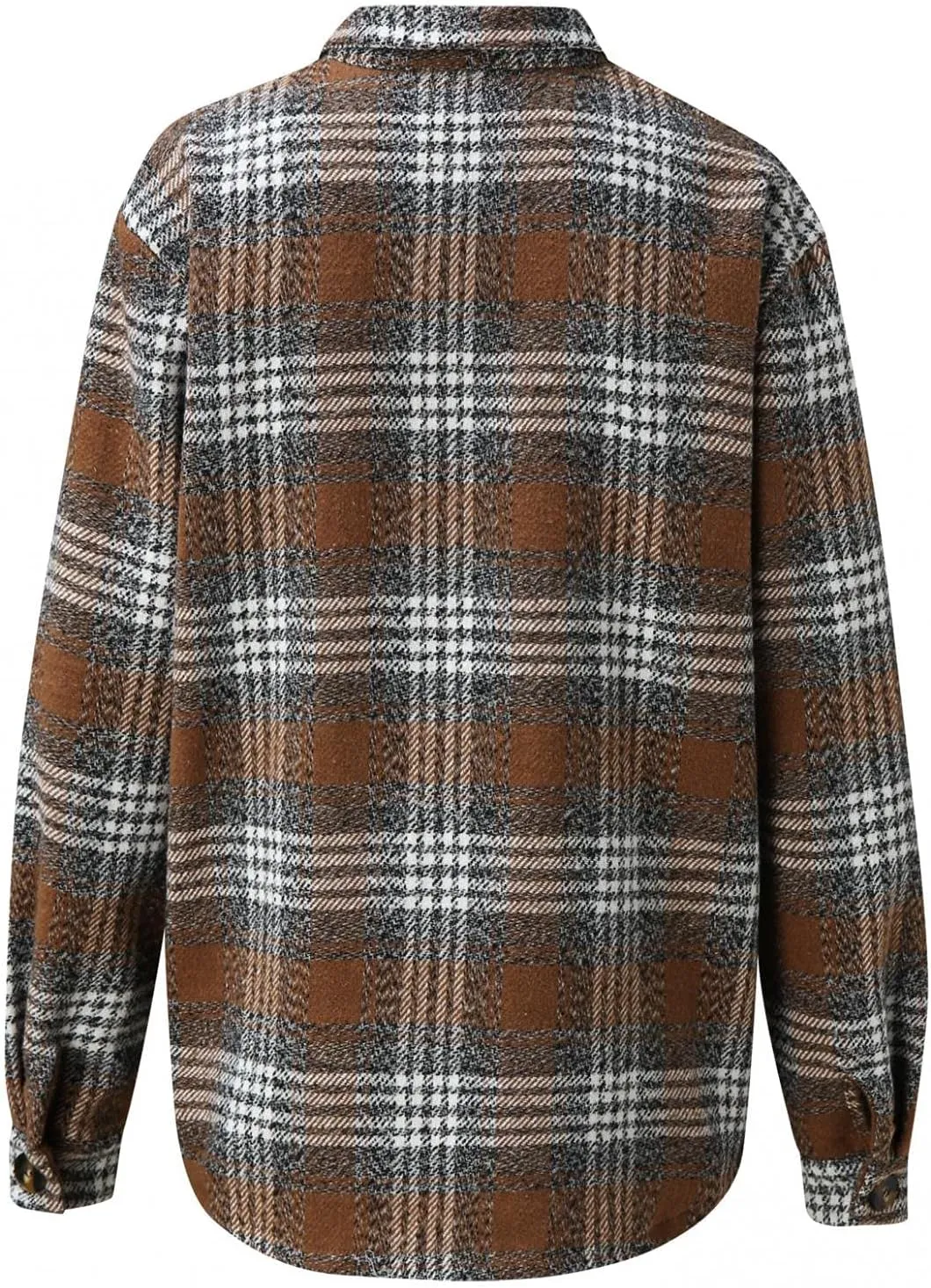 iQKA Women's Casual Christmas Plaid Jacket Long Sleeve Buttons Plush Cardigan Winter Warm Lapel Trench Coat