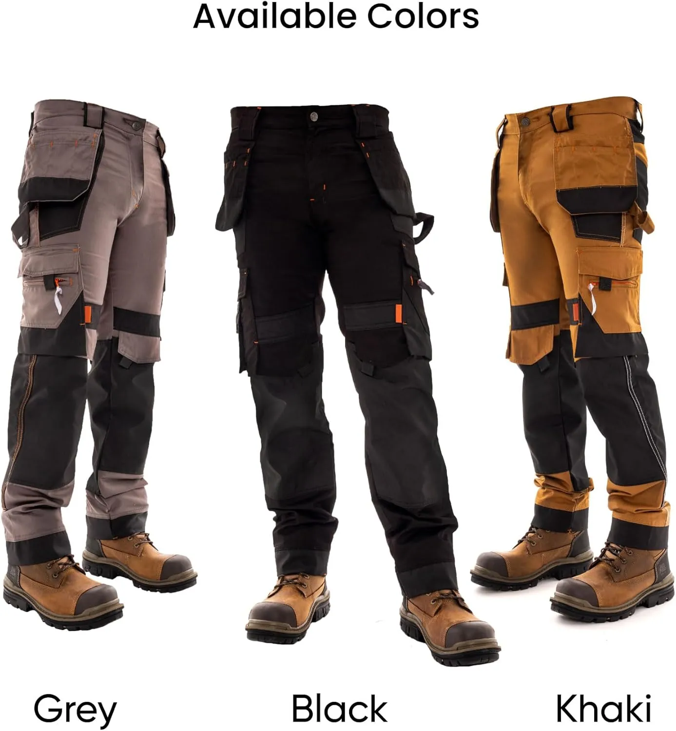 Juicy Trendz Men's Heavy Duty Work Cargo Pants – Reinforced Knees, Multi-Pocket Trousers for Construction & Mechanics