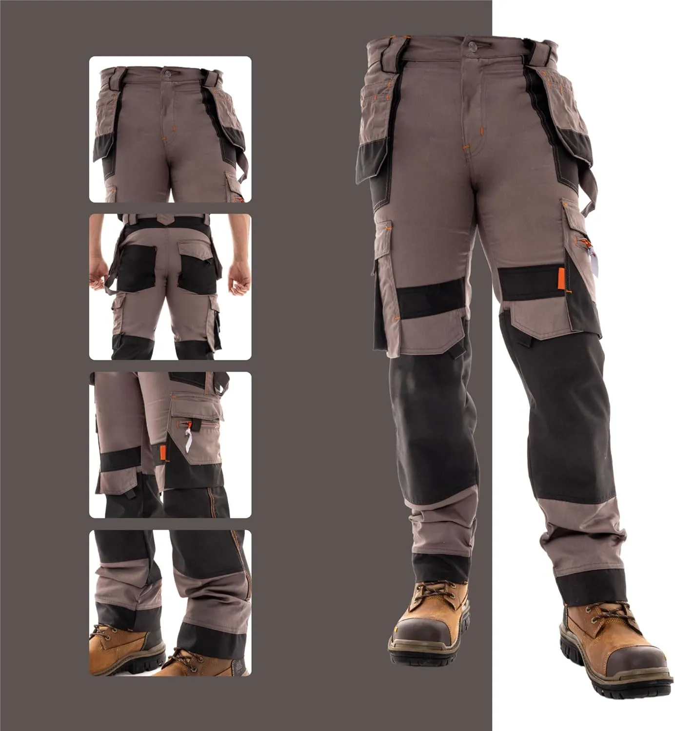 Juicy Trendz Men's Heavy Duty Work Cargo Pants – Reinforced Knees, Multi-Pocket Trousers for Construction & Mechanics