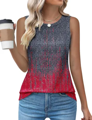 Kistore Womens Summer Tank Tops Sleeveless Crew Neck Pleated Blouse Shirts Fashion Clothes 2025