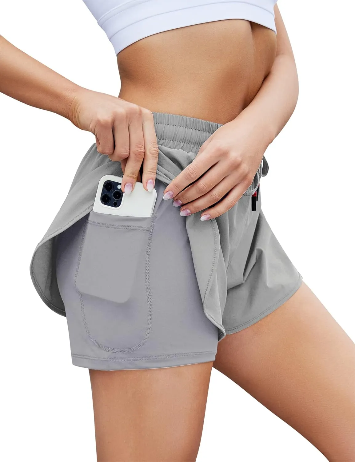 KOJOOIN Athletic Shorts for Women Quick Dry, High Waisted Womens Running Workout Gym Shorts with Pocket