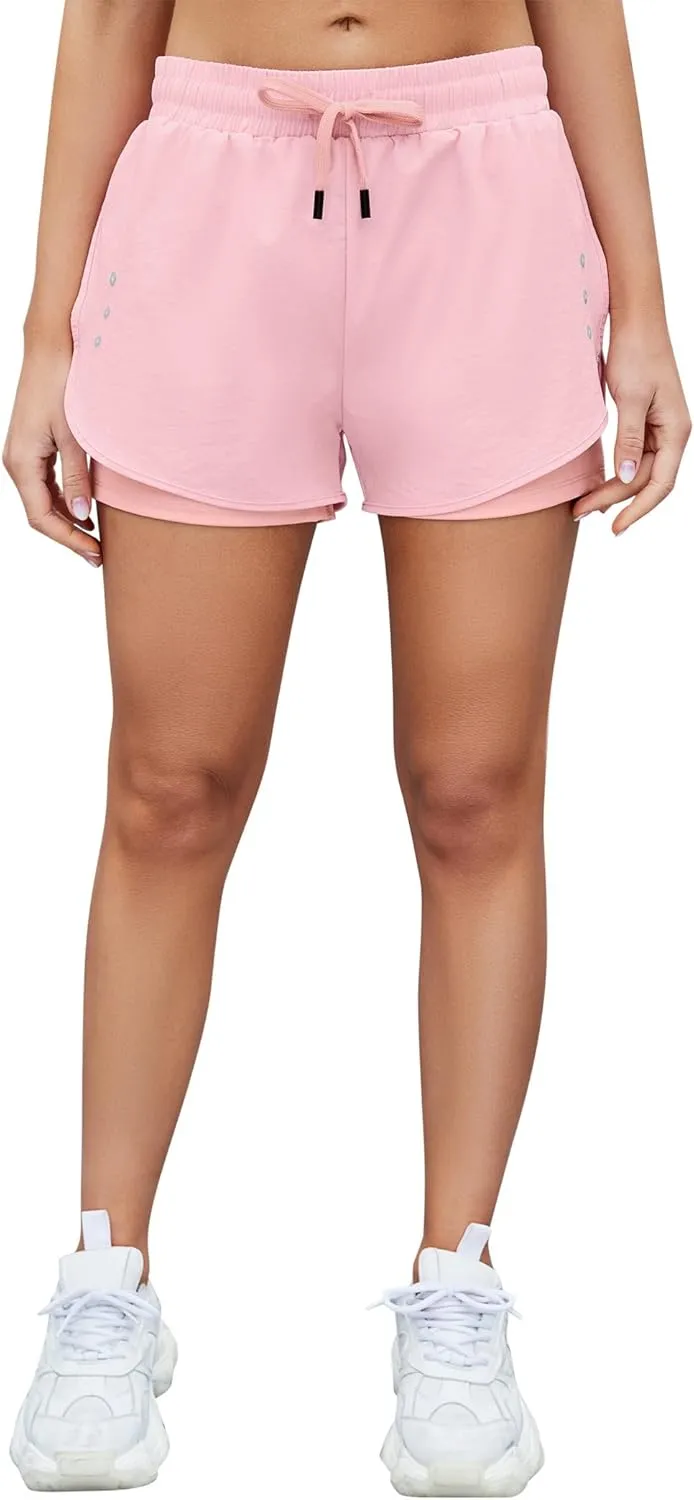 KOJOOIN Athletic Shorts for Women Quick Dry, High Waisted Womens Running Workout Gym Shorts with Pocket