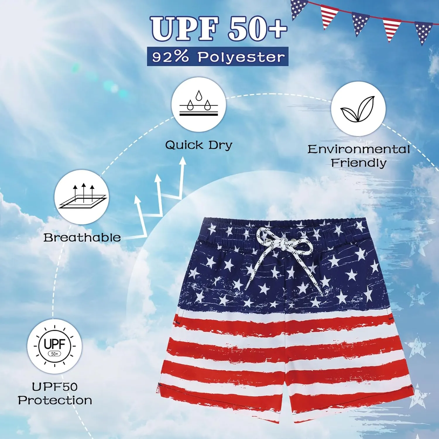Komorebi Boys Swim Trunks with Compression Liner Swim Shorts Kids Quick Dry UPF 50  Bathing Suit Boys' Swimwear 8-16T