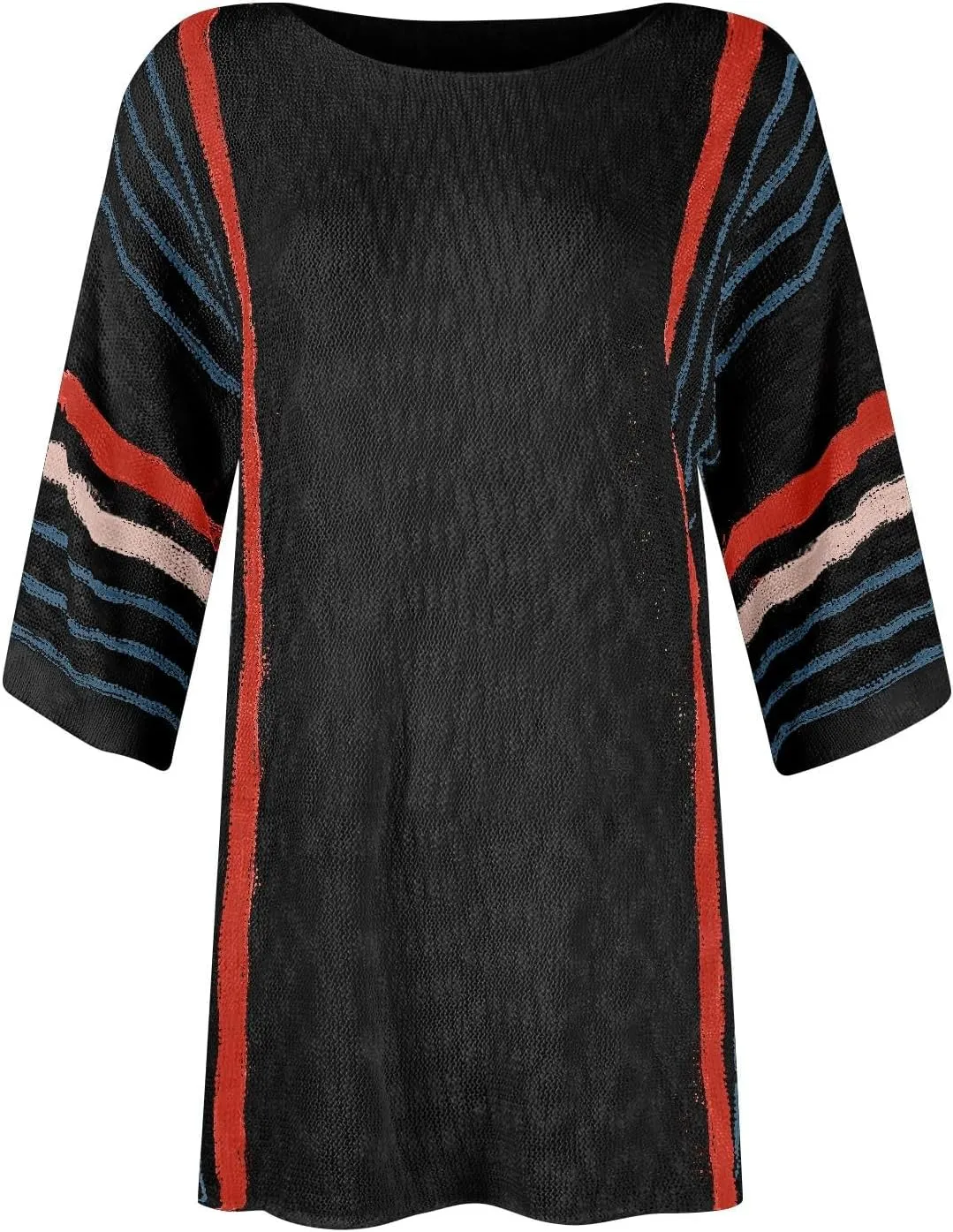 Kubbon Womens Cable Knit Sweater 2024 Fall Casual Color Block Striped Pullover Jumper Lightweight Comfy Boho Clothes