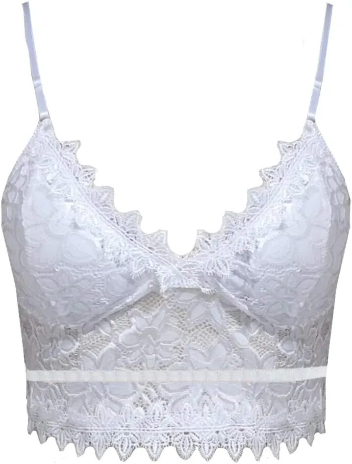 Lace Bralette for Women Padded Breathable Sexy V Neck Camisoles Lace Bra Seamless Wireless Bras Vest