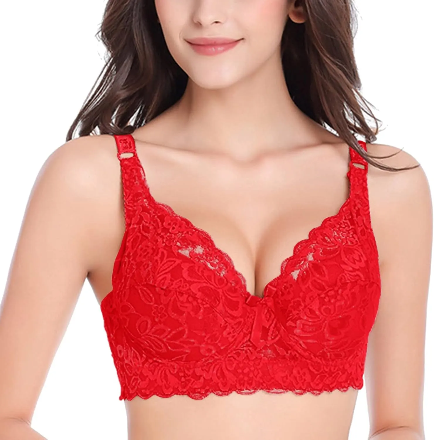 Lace Bralettes Womens Plunge Wireless Bras Camisole Tops Cami Strappy Sexy Soft Push Up Bras with Underwire Support