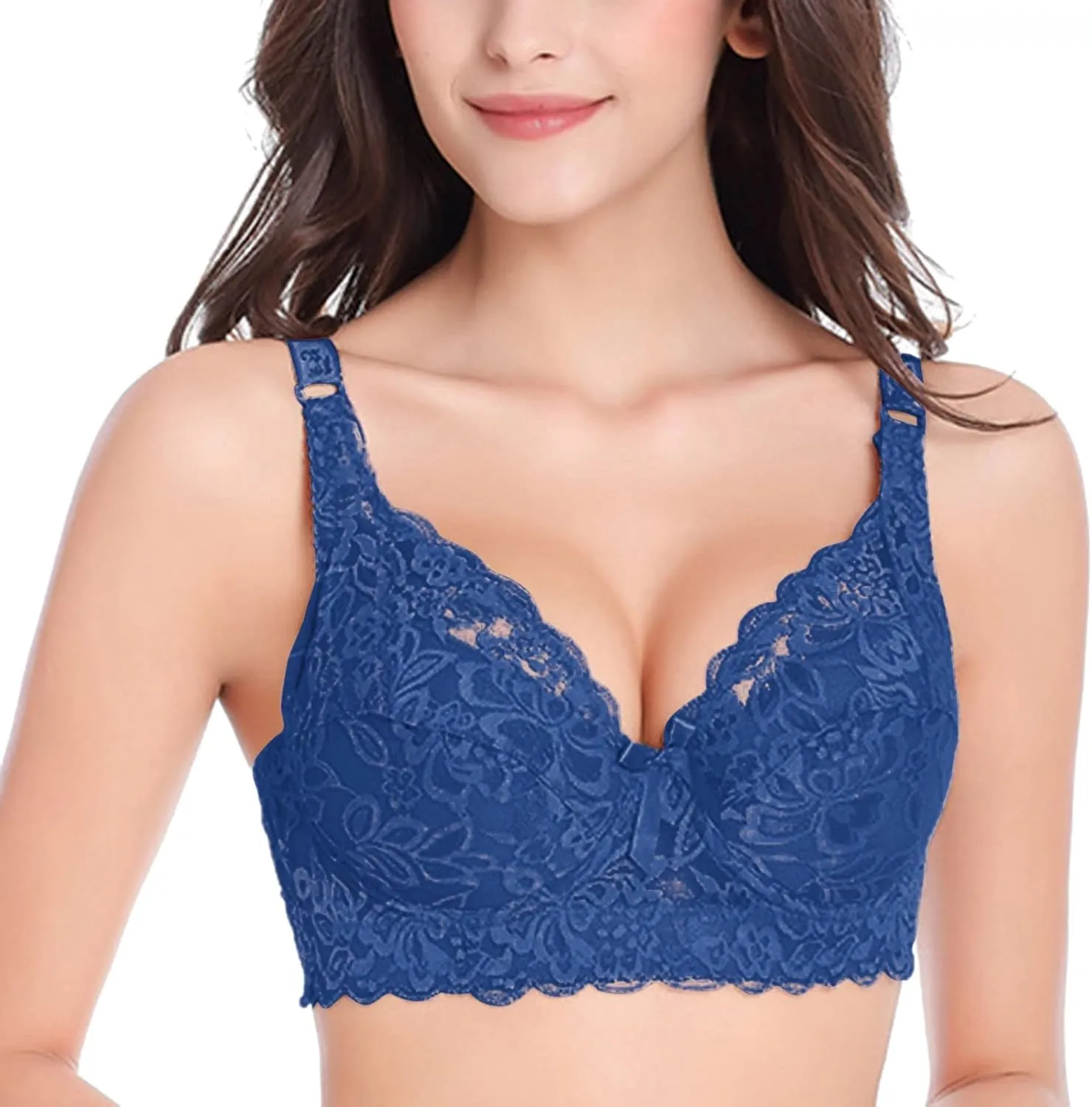 Lace Bralettes Womens Plunge Wireless Bras Camisole Tops Cami Strappy Sexy Soft Push Up Bras with Underwire Support