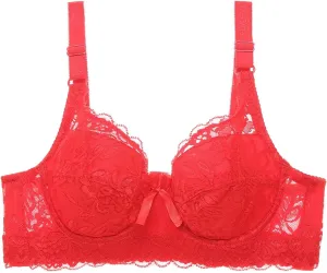 Lace Bras for Women Full Coverage T Shirt Bra No Underwire V Neck Sexy Lift Bralette Comfortable Seamless Bra