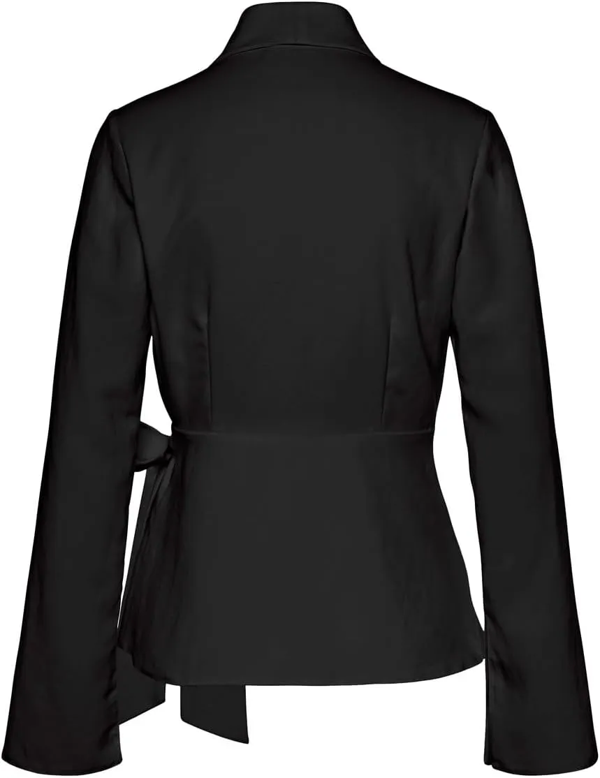 LASCANA Women's Lapel Wrap Blouse - Stylish V-Neck Long Sleeve Top for Casual & Office Wear