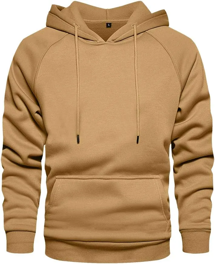 LBL Leading the Better Life Men's Solid Pullover Hoodies Sports Soft Blend Fleece Hooded Sweatshirts with Kangaroo Pocket