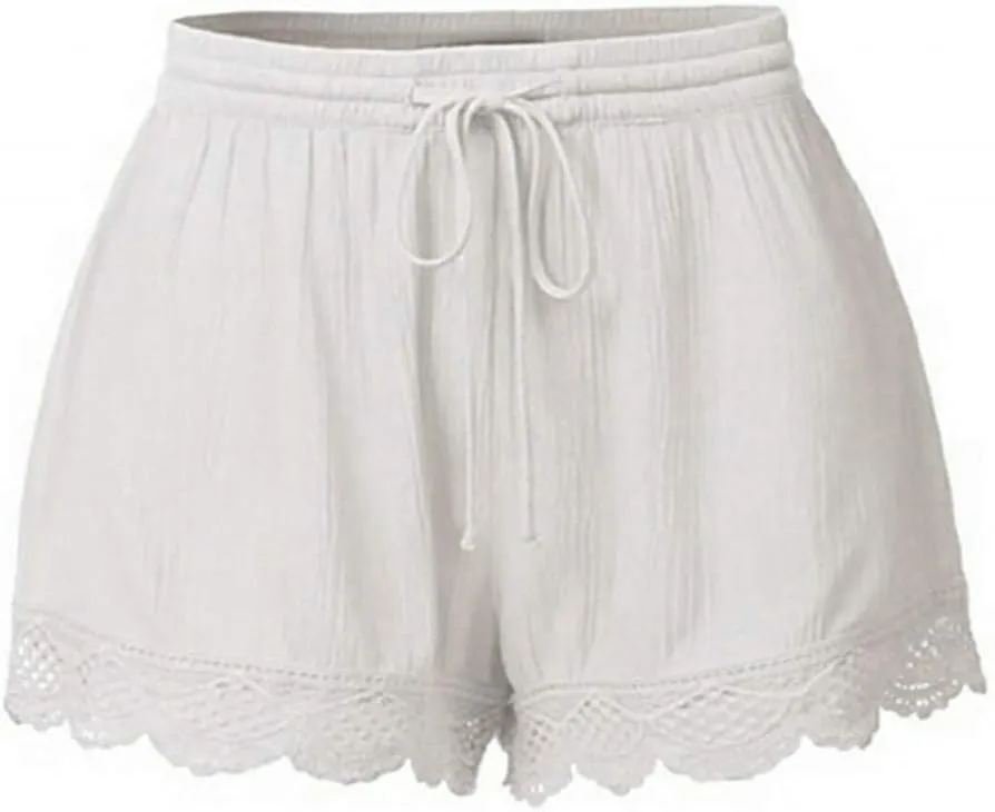 LCMTWX Flowy Shorts Waist Pants Shorts Loose Elastic Pocketed Womens Casual Drawstring Pants Flowy Shorts Jean Shorts Short